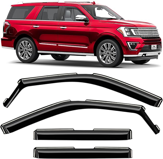 Voron Glass in-Channel Extra Durable Rain Guards for Ford Expedition 2018-2024, Window Deflectors, Vent Window Visors, 4 Pieces - 220248