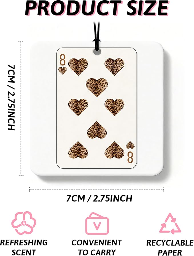 Trendy Leopard Print Lucky 8 Ball Orange Car Air Freshener 4 Pcs, Cheetah Dice Poker Square Hanging Air Freshener for Closet Drawer Books, Girly Y2k Car Accessories Mirror Decor for Women