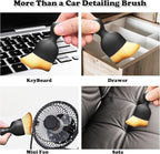 4 Pcs Car Interior Cleaning Soft Brushes,Car Interior Detailing Brush,Car Cleaning Brush Dust Collectors, Car Interior Cleaning Soft Brushes,Curved Design Dirt Dust Clean Brushes