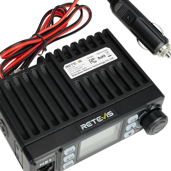 MB1 CB Radio Kit, Noise Cancellation AM/FM Mini CB Radio with Antenna, 12V/24V Cigarette Lighter Plug, 7-Color Screen, Emergency Channel 9/19, VOX, Auto-Scan, for Truckers