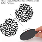 Grey Leopard Print Steering Wheel Cover 15 Inch Grey Cheetah Steering Wheel Cover Anti-Slip Breathable Universal 2 Pcs Car Interior Cup Holder Pad for Men Women