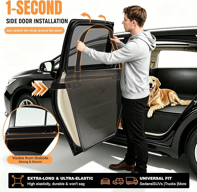 Dog Car Seat Cover for Back Seat,Waterproof PU Leather Hard Bottom Car Seat Cover for Dogs,Non-slip Backseat Dog Cover with Upgraded Door Protection Flap 52×25in,Dog Hammock for Car SUV Small Trucks