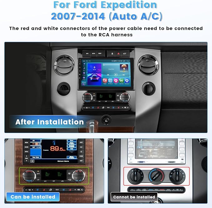 2+64G Radio for Ford Expedition 2007-2014 (Auto A/C) Android 15 Car Stereo Wireless Carplay, 9 inch Touch Screen for Expedition Android Auto Bluetooth GPS EQ