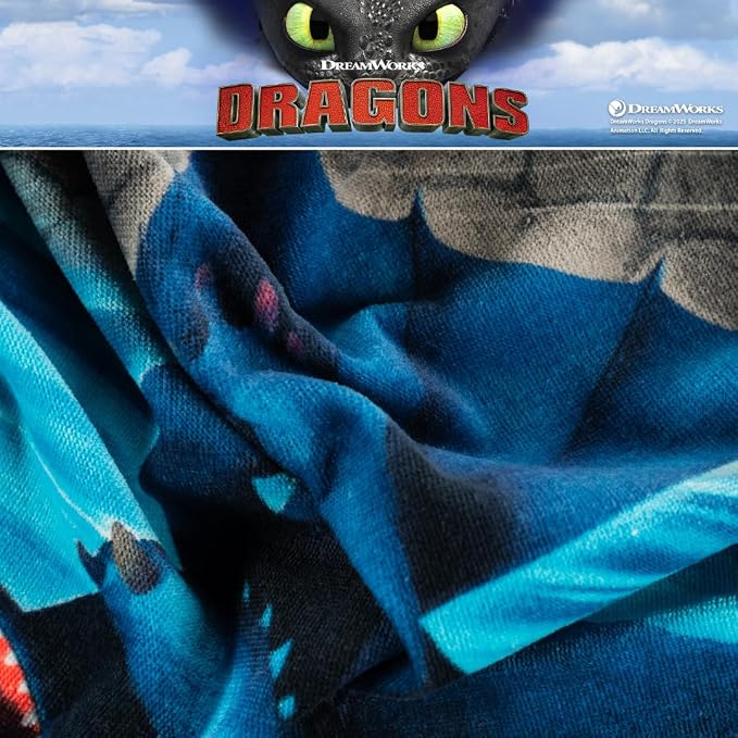 How to Train Your Dragon Toothless Kids Super Soft Cotton Bath/Pool/Beach Towel, 58 in x 28 in, (Offically Licensed Product) by