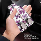 Car Seat Headrest Hook, Universal Leather Cute Hanger Holder Hook, Storage Organizer Interior Accessories for Purse Bags Handbag Luxury Purple Butterfly