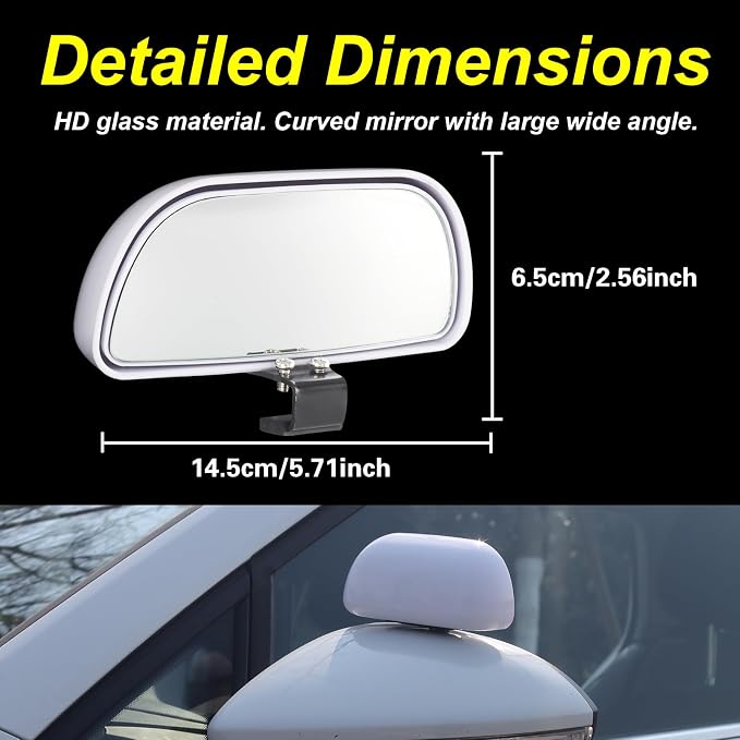 Blind Spot Mirrors for Trucks and Cars,Automotive Side View Concave Mirror Blindspot,360° Large Convex Rearview Exterior Mirror Accessories for Truck and Car(1Pack White)