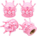 4PCS Crown Bling Tire Stem Valve Caps, Crystal Diamond Tire Air Cap Set Universal Copper Core Stem Covers for Cars, SUV, Trucks, Bikes, Motorcycles, Bicycles (Pink & Pink)