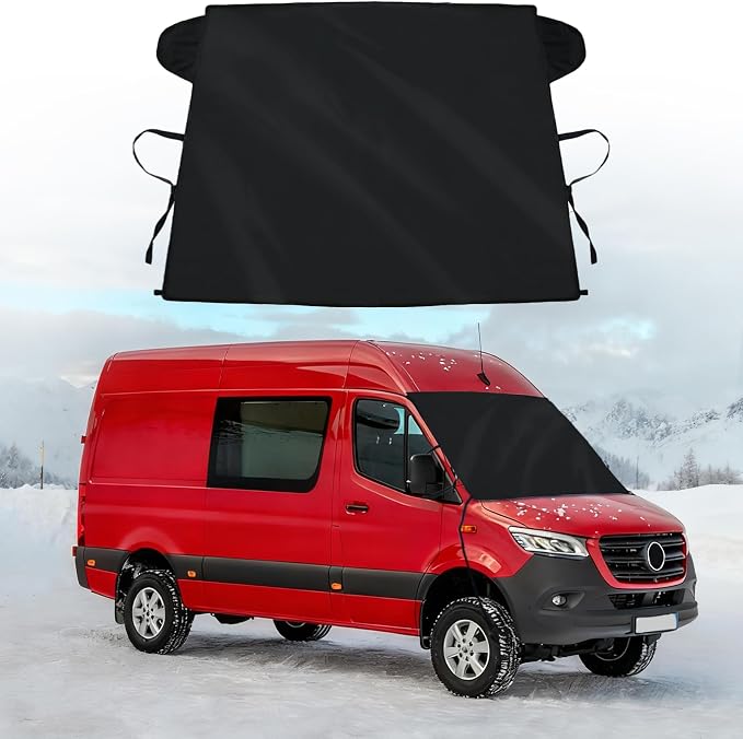 Windshield Cover for Ice and Snow Fit 2007-2024 2025 2026 Mercedes-Benz Sprinter Waterproof Windshield Frost Cover for Vans, for Sprinter All Weather Protection Heavy-Duty Snow Shield Dust Protector