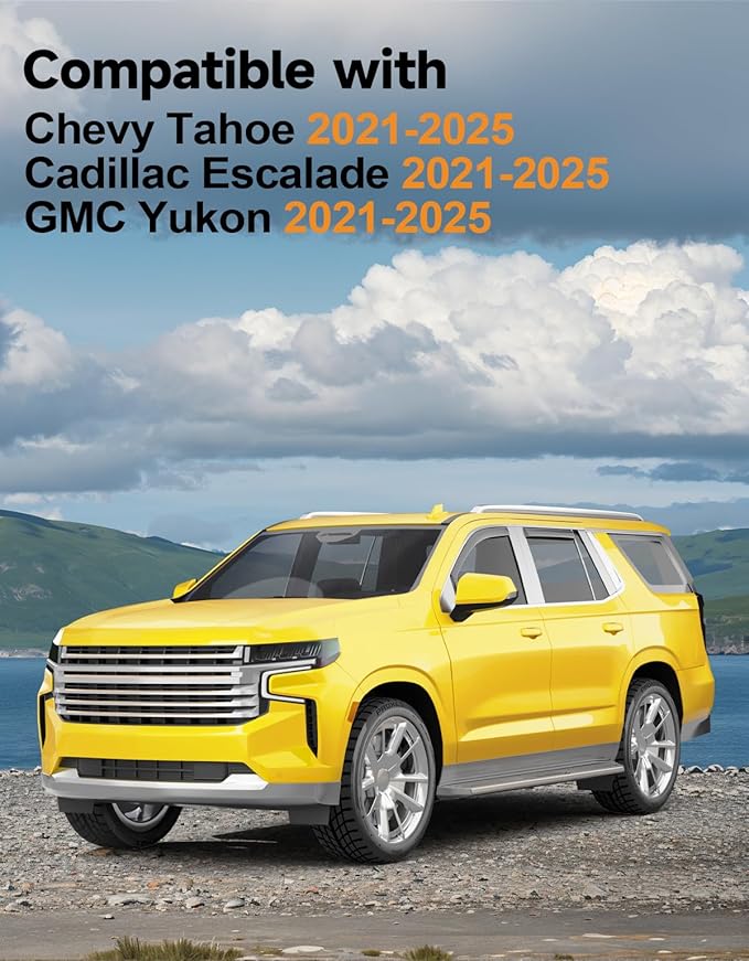 in-Channel Window Rain Guards Fit for Chevy Tahoe/Cadillac Escalade/GMC Yukon 2021-2026 Rain Guard Extra Durable Window Deflectors Vent Visors Vent Shades Exterior Car Accessories-4pcs
