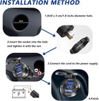 12V USB Outlet, Aluminum Alloy Dual 18W QC3.0 Ports & 36W PD USB Charging Port 12 Volt Outlet Charger Socket, Accessories for Car Boat Marine Motorcycle RV ATV Truck Golf Cart, etc