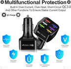 Car Charger Adapter, 6 USB Multi Port, Fast Charger, Include QC 3.0 and 5 Other Ports, Car Interior Accessories, Fit for iPhone 17/16/15/14/13Pro Max, Samsung, Android (Bright Black)