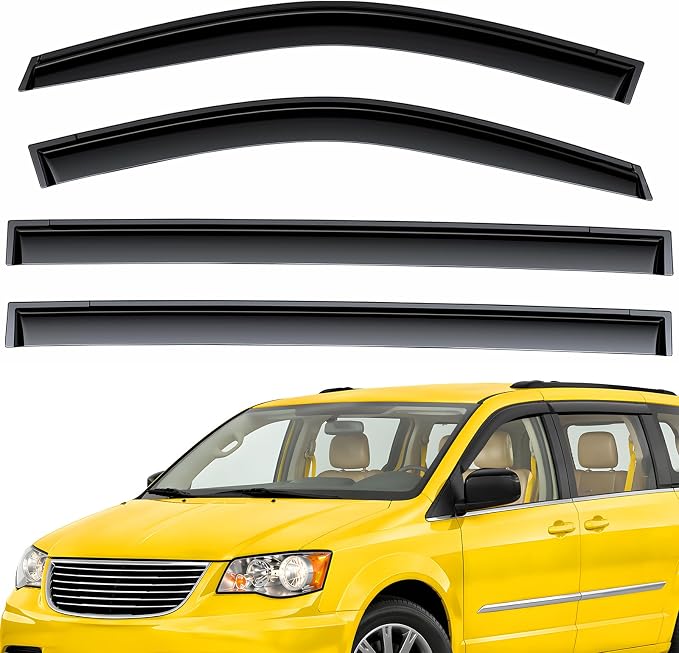 Extra Durable Window Deflectors Tape-On Window Visors Rain Guards Fit for Chrysler Town and Country 2008-2016, Sun Visors, Wind Vent for Shades, Exterior Car Accessories - 4pcs. AG0196