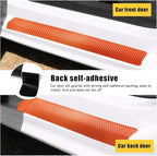 4 PCS Car Door Sill Protectors, Anti Scratch Carbon Fiber Auto Threshold Cover Strips, Decorative Door Entry Edge Scuff Sticker Universal for Most Vehicles, Car Accessories (Orange 3D)