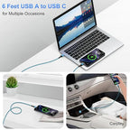 6FT Type C Car Charger Cable Fast Charging Cord for iPhone 17E/Air/17 Pro Max/16 Pro Max/16e/16/15 Pro/15 Plus,USB to USB C Car Charger Cable USB A to USBC Fast 16e 17 Charging Cord Type C Power Cords
