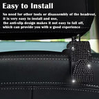 2PCS Car Seat Hooks - Bling Rhinestone Headrest Hooks with Universal Design - Perfect for Holding Handbags, Clothes, Purses, and Water Bottles - Black