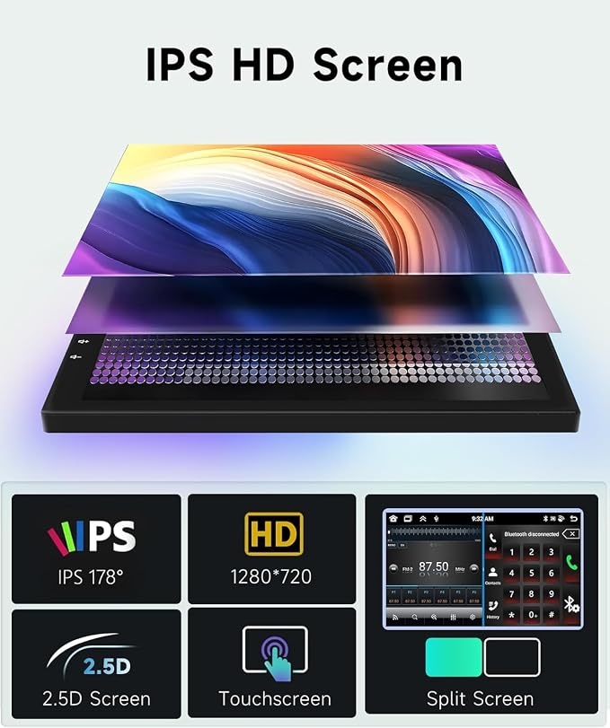 8 CORE 6G+128G Car Radio Stereo for Honda Pilot 2006 2007 2008 with Wireless CarPlay Android Auto, 9 Inch 1280 * 720P IPS Touch Screen 32-Band DSP Android 13 GPS WiFi Bluetooth Backup Camera