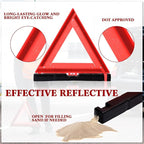 9 Pcs Warning Triangle Dot Approved Foldable Emergency Safety Triangles Reflective Road Safety Triangle with Carrying Case Heavy Base Roadside Warning Sign for Car Truck