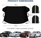 Windshield Cover for Ice and Snow, Car Windshield Snow Cover, Thicken Windshield Frost Cover Waterproof Windshield Snow Ice Cover with Side Mirrors Cover for Most Cars SUVs and Vans (63"x 47")