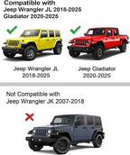 in-Channel Window Rain Guards Fit for Jeep Wrangler JL 2018-2026/Gladiator 2020-2026 Extra Durable Rain Guards Window Deflectors Vent Visors Vent Shades Visor Car Accessories