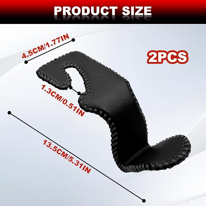 Automotive Universal 2PCS Leather Headrest Hooks, for Car Keep Purses Bags Coats and Groceries Secure Universal Fit for Most Vehicles, Black