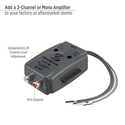 LOC80 Line Output Converter - 2 Channel High/Low RCA Converter Car Audio - Ideal for Subwoofer Amp - Line Level Converter for Car Stereo Amplifier - Easy Installation - Quality Sound