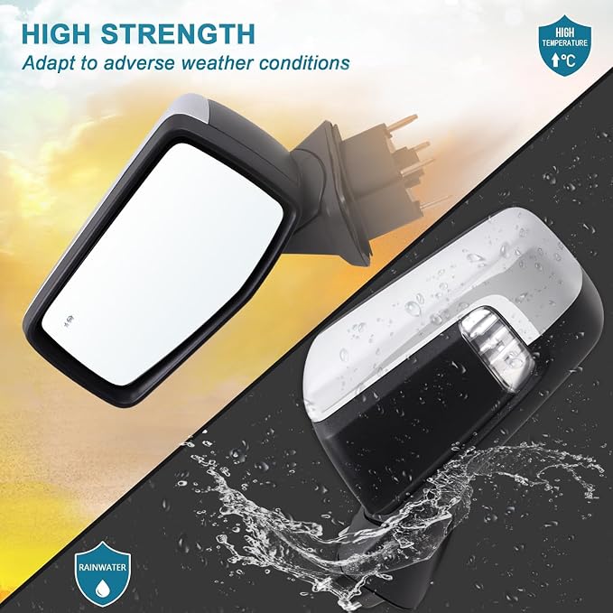 Left Driver Side Mirror Compatible With 2019-2025 Chevy Silverado 1500 With Power Glass Manual Folding Turn Signal Heated Blind Spot Chrome Replace#GM1320680(7Pins)