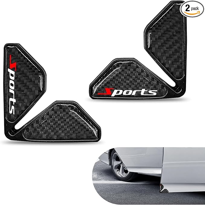 Car Door Corner Protector Edge Guards, Carbon Fiber Decorative Anti-scratch Anti-collision Buffer Pad, Embedded Self-adhesive Soft Protective Cover, for Most Cars (Black #Sports)