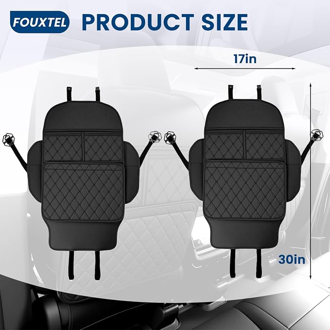 2 Pack kick mats back seat protector, backseat car organizer protectors for back of front seats, 30"X17" Car Seat Protectors for Under Child Seats, Waterproof Back Seat Cover with 3 Large Pocket