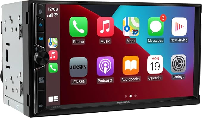 J3CA7W 7" Wireless Apple CarPlay Android Auto Double DIN Car Stereo | Wired or wireless Certified Apple CarPlay and Android Auto, 7-inch touchscreen, Bluetooth, backup camera input, USB