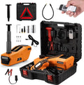 Electric Car Jack Kit 5 Ton 12V Floor Jack Portable Hydraulic Car Jack with Impact Wrench and Tire Inflator Pump for SUV Sedans Tire Change with LED Light, Lifting Height 4.7 to 18 Inch