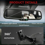 4.3 inch Car Mirror Monitor, 480 x 272 Resolution, 500 cd / m2 HD Reverse Camera System, Camera Monitor Parking Aid with Bracket, Suitable for Trucks and Vans