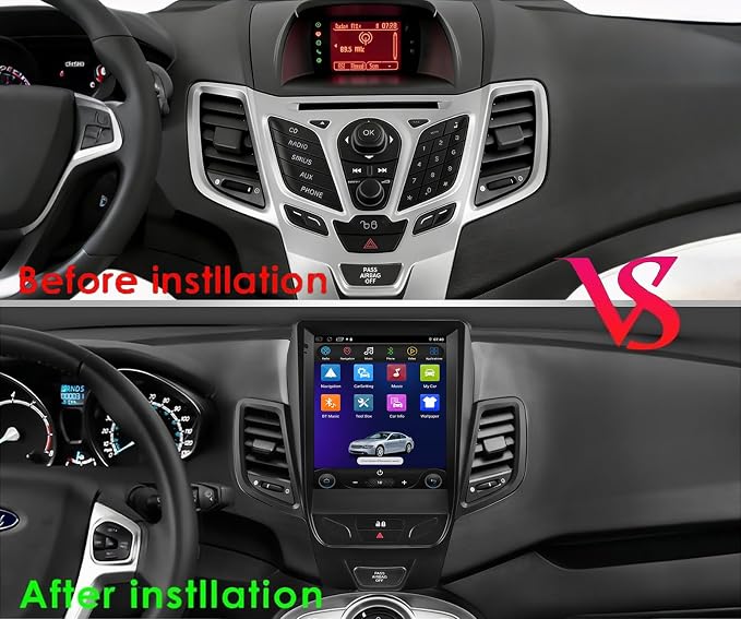 9.7 Inch HD Touchscreen Android 14 Stereo Car Radio Upgrade for Ford Fiesta 2009-2020 Wireless Carplay | Android Auto 2G+32G WiFi GPS Navigation Bluetooth 5.0 FM,SWC, Car Tablet
