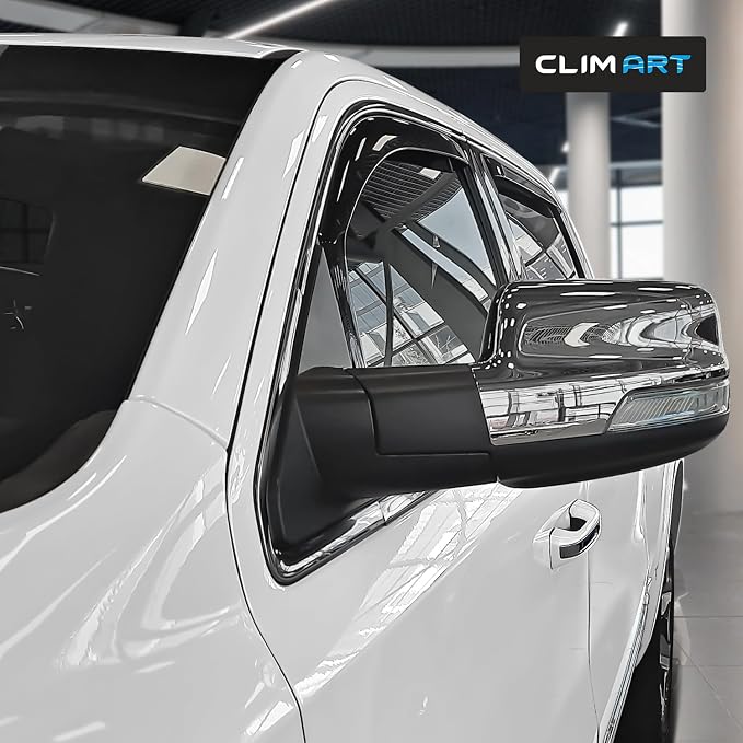 in-Channel Incredibly Durable Rain Guards for Dodge RAM 1500 2019-2026 Quad Cab, Original Window Deflectors, Vent Deflector, Vent Window Visors, Dark Smoke Truck Accessories, 4 pcs- 619363