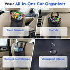 2 Pack Car Trash Bags, Hanging Car Garbage Can with Elastic Top Opening & Detachable Bottom, Waterproof Washable Seat Back Organizer for SUV, Van, Travel, Camping (Black)