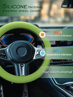 Car Steering Wheel Cover, Non-Slip Silicone Material, Multiple Color Choices, Universal Auto Parts Steering Wheel Cover, Suitable for Most Cars (Green)