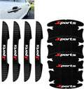 8PCS Car Door Handle Scratch Protector, 3D Carbon Fiber Pattern Anti Scratch Paint Protection Film, Sports Self-Adhesive Door Edge Sticker Universal for Car SUV Truck (Black)