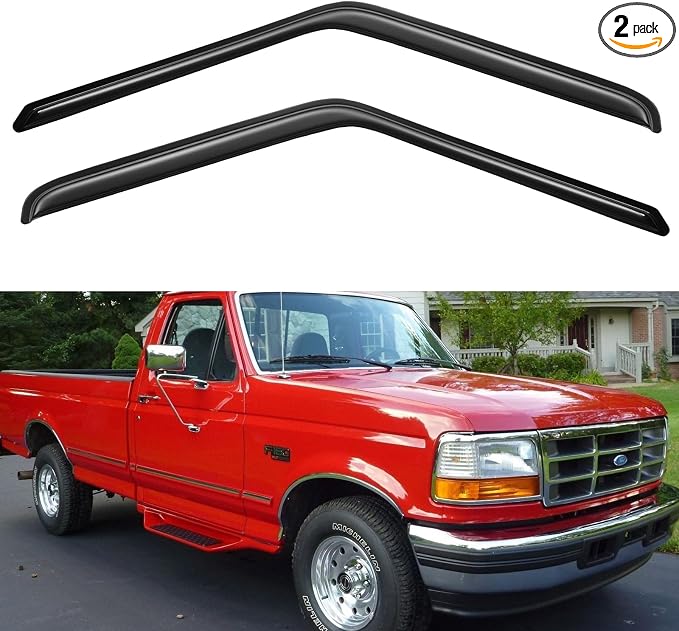Window Visors Rain Guards for 1980-1996 Ford F150 F250 F350 Standard Cab, Out-Channel Window Vent Wind Deflectors Visors Shades for 80-96 Bronco, for 2 Front Doors