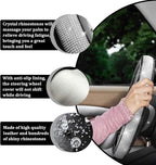 Steering Wheel Cover, Bling Crystal Rhinestones Auto Wheel Protector, Sparkly Cover Universal Fit Diverse 14.5-15 inch Steering Wheel, Interior Decor Car Accessories (White)
