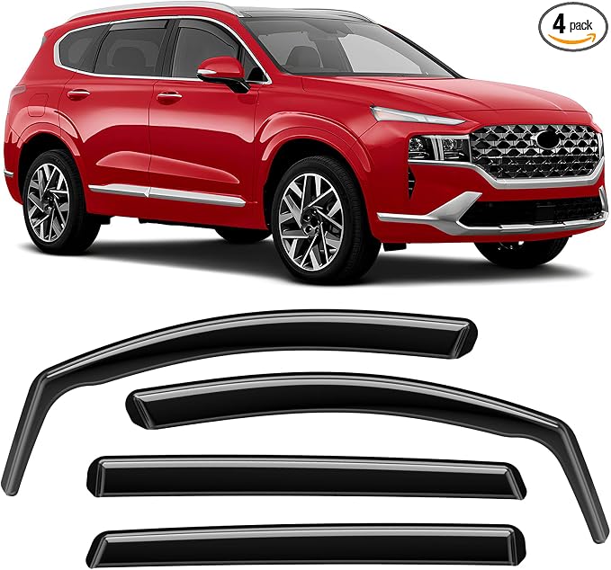 in-Channel Rain Guards Fit for Hyundai Santafe 2019-2024 Black Extra Durable Shatterproof Side Window Deflectors Vent Window Visors Wind Deflectors - 4 PCS