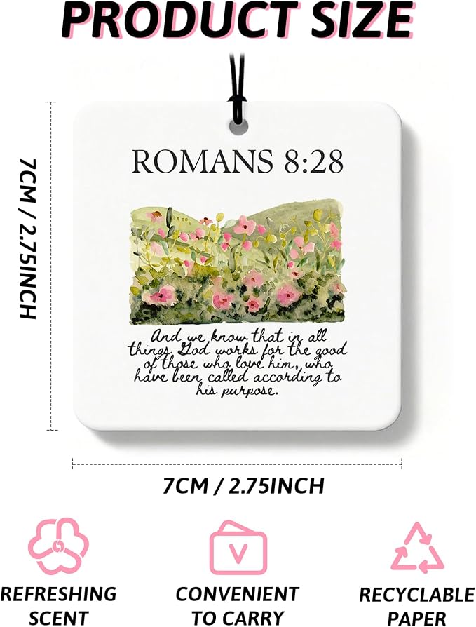 Black Christian Car Air Freshener 4 Pcs, Coquette Black Bow Bible Verse Religious Hanging Air Freshener for Cars Closet Drawer Books, Cute Christian Car Accessories Mirror Decor for Women