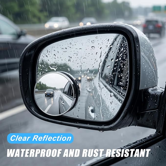 Blind Spot Mirrors 2 Pack, Electroplated Metal 2" Round HD Glass Frameless Convex Side Rear View Mirror,Self-Adhesive Back for Car SUV Truck(style1)