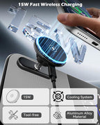 15W Charging for Hyundai Ioniq 5/Ioniq 9 Phone Mount, Magnetically Attaches to Metal Dashboard Phone Holder for 2022-2025 Ioniq5 2026 Ioniq 9, 2024-2025 Sonata Kona & 2025-2026 Tucson