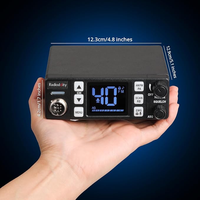 CB-606 CB Radio, 40 Channel Mobile CB Radio with AM/FM/PA Modes, 2.2’’ LCD Screen, Instant Channel 9/19, VOX, Roger Beep, TOT, ASQ/SQ, for Off-Road Adventure