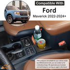 Center Console Cup Holder Organizer Compatible with Ford Maverick 2022-2026 | Front Seat Armrest Storage Box Dual Cupholder Insert Expander Tray Drink Water Bottle Holder with Mat Interior Accessories