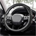 Sun Walker Carbon Fiber Car Steering Wheel Cover, 15" Anti-Slip Wear-Resistant Steering Wheel Protector Stylish Interior Decor, Ultra-Thin Comfortable Leather Wheel Cover for Women Men (Black)