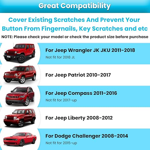 Audio Air Conditioning Button Cover Decoration Twist Switch Ring Trim for Jeep Wrangler JK JKU Patriot 2011-2018, Compass 11-16, Liberty 08-12, Dodge Challenger 08-14 Interior Accessories (Light Blue)