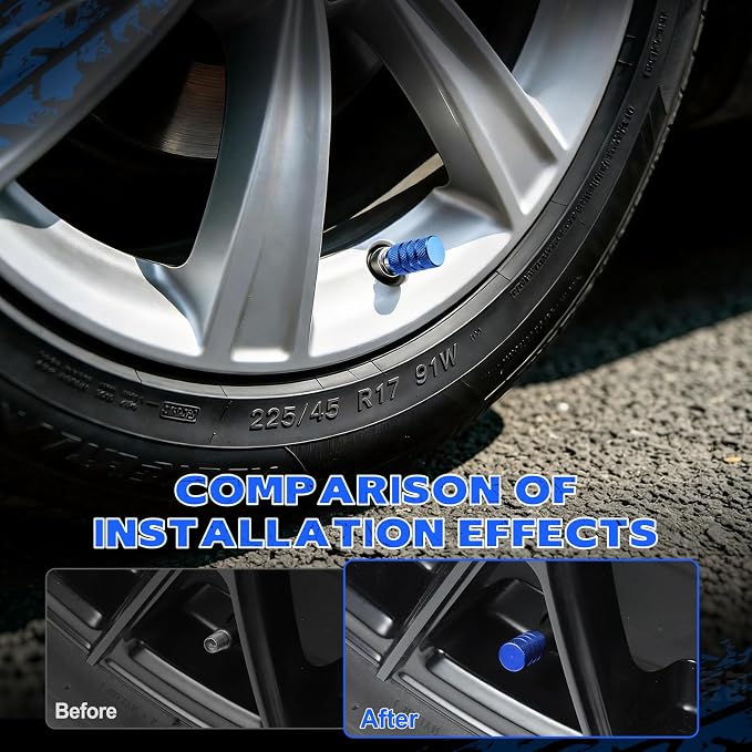 12PCS Tire Valve Stem Caps, Car Exterior Accessories, Aluminum Alloy Valve Cover Universal for Cars, Trucks, Motorcycles and Bicycles (Blue)