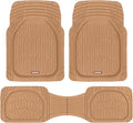 FlexTough Floor Mats for Cars, Beige Deep Dish All-Weather Mats, Waterproof Trim-To Fit Automotive Floor Mats for Cars Trucks SUV, Universal Floor Liner Car Accessories
