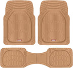 FlexTough Floor Mats for Cars, Beige Deep Dish All-Weather Mats, Waterproof Trim-To Fit Automotive Floor Mats for Cars Trucks SUV, Universal Floor Liner Car Accessories