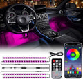 RGB LED Car Interior Bluetooth USB Light Strip, w/Wireless Remote and APP Control,4 PCS Under Dash Footwell Ambient Lights Kits, DIY Music Mode Universal for Vehicle Internal, SUV, Trucks